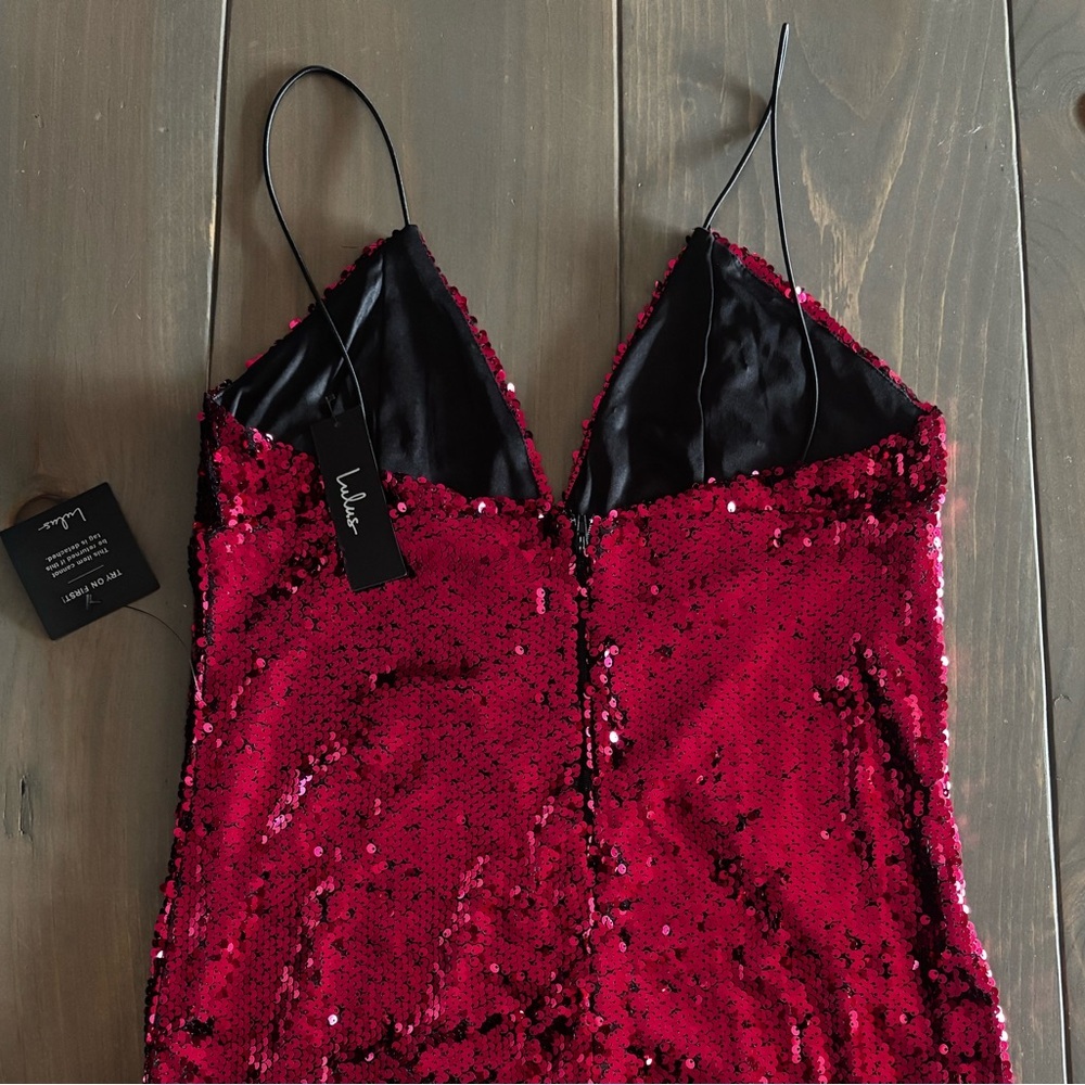 396. Lulu’s Red Sequin Mini Dress - Picture 5 of 5